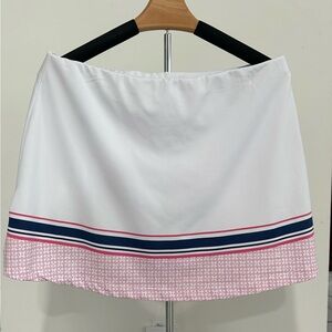 Ellesse Italia Tennis Skirt/Short Side Pockets white with Pink and Blue Stripes